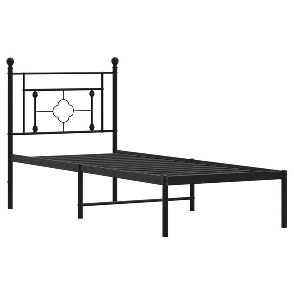 vidaXL Bedframe met hoofdbord metaal zwart 75x190 cm