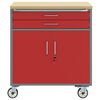 vidaXL Werk kast met lade met wiel 3 pcs Rood en Grijs 75 x 45 x 85 cm