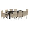 vidaXL Tuin eettafelset 9 st Lichtgrijs poly rattan