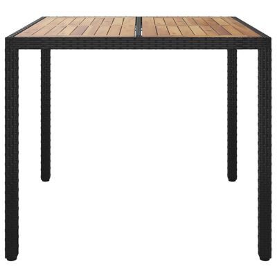 vidaXL Tuintafel 90x90x75 cm poly rattan en acaciahout zwart