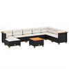 vidaXL 9-delige Loungeset met kussens poly rattan zwart