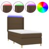 vidaXL Boxspring met matras en LED stof donkerbruin 90x190 cm