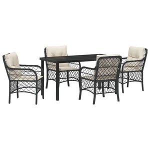 vidaXL Tuin eettafelset 5 st Zwart poly rattan