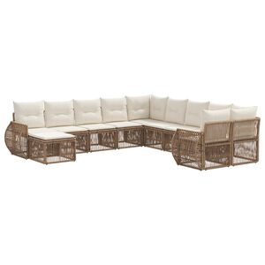 vidaXL Tuinbankenset 11 pcs Beige poly rattan