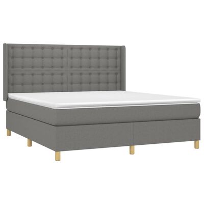 vidaXL Boxspring met matras en LED stof donkergrijs 180x200 cm