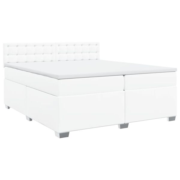 vidaXL Boxspring met matras kunstleer wit 200x200 cm