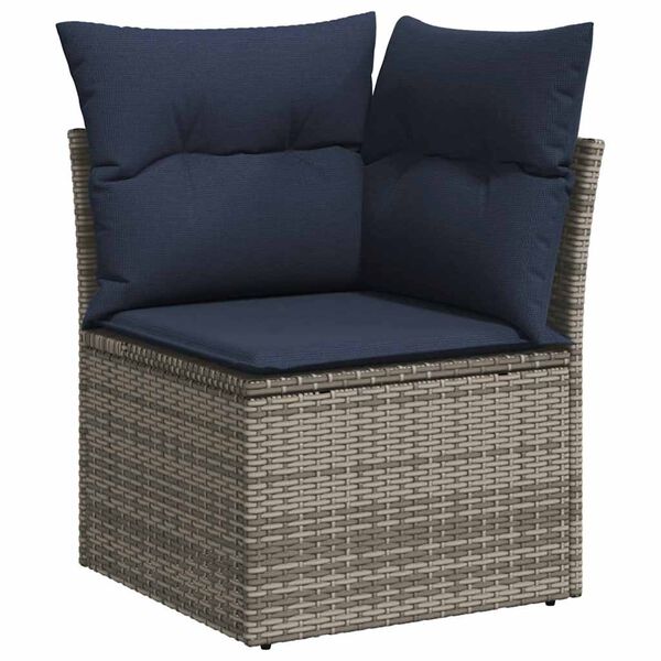 vidaXL 7-delige Loungeset met kussens poly rattan acacia grijs