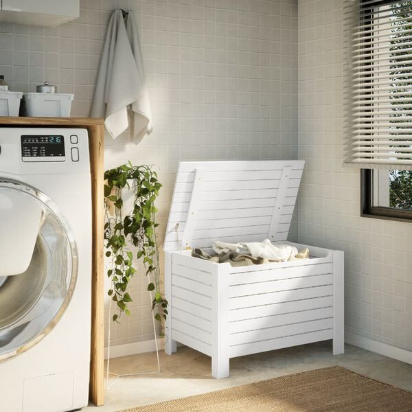 vidaXL Opbergbox met deksel RANA 80x49x54 cm massief grenenhout wit