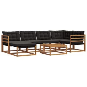 vidaXL Buiten bankenset 19 pcs Natuurlijk en Zwart Massief Acaciahout