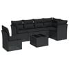 vidaXL 7-delige Loungeset met kussens poly rattan zwart