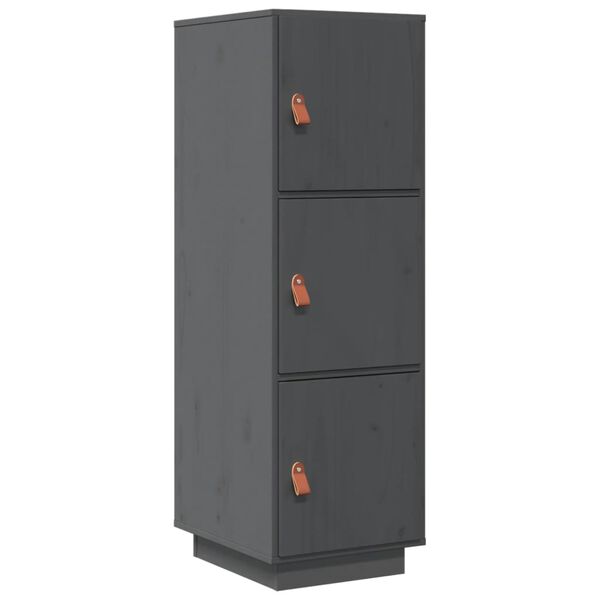 vidaXL Hoge kast 34x40x108,5 cm massief grenenhout grijs