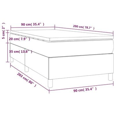 vidaXL Boxspring met matras stof donkergrijs 90x200 cm