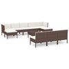 vidaXL 11-delige Loungeset met kussens poly rattan bruin