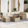 vidaXL 8-delige Loungeset met kussens poly rattan beige
