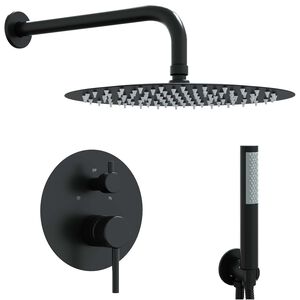 vidaXL Verborgen Douche Systeem (Rond) Zwart RVS 201