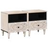 vidaXL Bed kast 2 st Wit 40 x 33 x 46 cm Massief Mango Hout