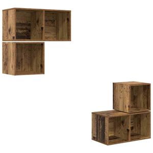 vidaXL Tv-meubelset Wandgemonteerd 4 pcs Oud Hout Bewerkt hout