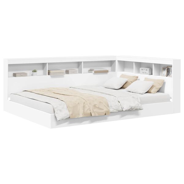 vidaXL Boekenkast Bed met hoofdeinde Wit 160 x 200 cm Bewerkt hout
