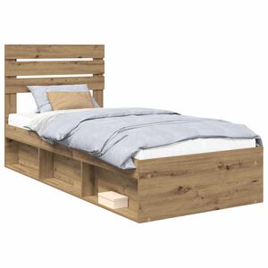 vidaXL Bedframe Ambachtelijk eiken 90 x 190 cm Massief grenenhout
