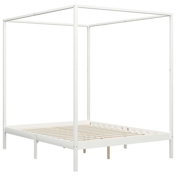 vidaXL Hemelbedframe met 2 lades massief grenenhout wit 160x200 cm