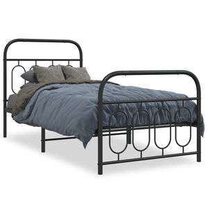 vidaXL Bedframe met hoofd- en voeteneinde metaal zwart 80x200 cm