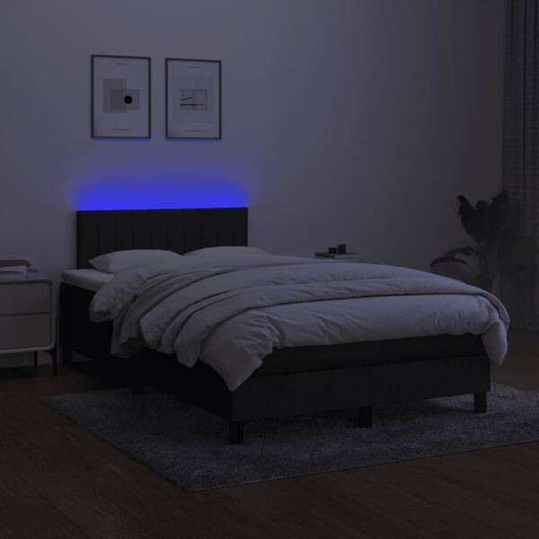vidaXL Boxspring met matras en LED stof zwart 120x200 cm