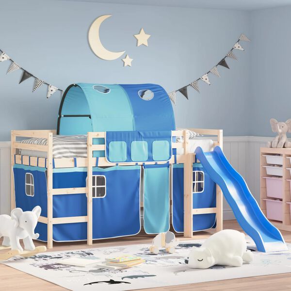 vidaXL Gordijnen voor hoogslaper met tunnel polyester blauw