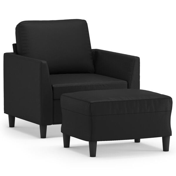 vidaXL Fauteuil met voetenbank 60 cm kunstleer zwart