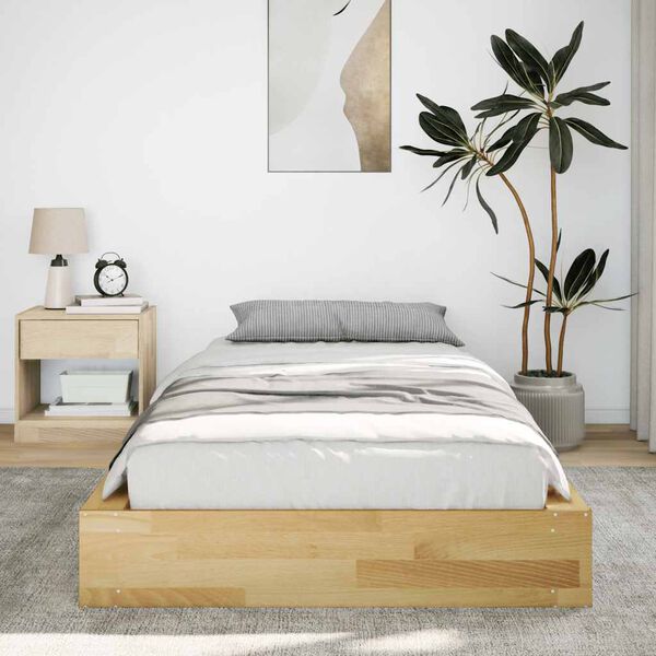 vidaXL Bedframe zonder matras 100x200 cm massief hout eiken