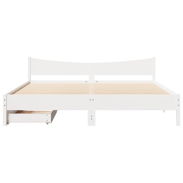 vidaXL Bedframe met lades massief grenenhout wit 200x200 cm