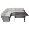 vidaXL 3-delige Loungeset met kussens poly rattan grijs