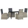vidaXL Tuin eettafelset met kussen 5 pcs Grijs poly rattan