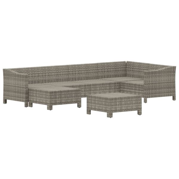 vidaXL 7-delige Loungeset met kussens poly rattan grijs