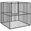vidaXL Hondenkennel 4 panelen gepoedercoat staal zwart