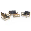 vidaXL 5-delige Loungeset met kussens bamboe donkergrijs