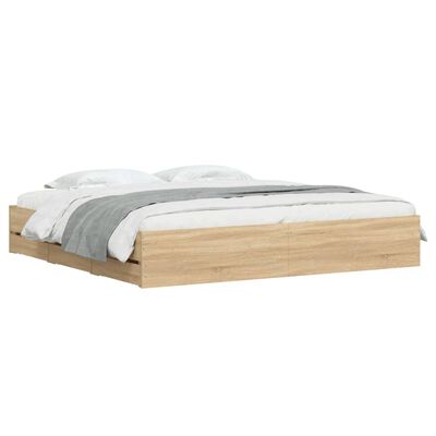 vidaXL Bedframe met lades bewerkt hout sonoma eikenkleurig 180x200 cm