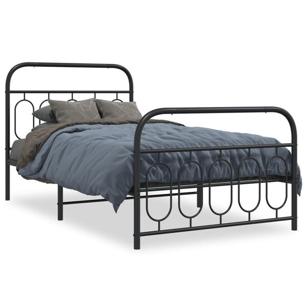 vidaXL Bedframe met hoofd- en voeteneinde metaal zwart 100x190 cm