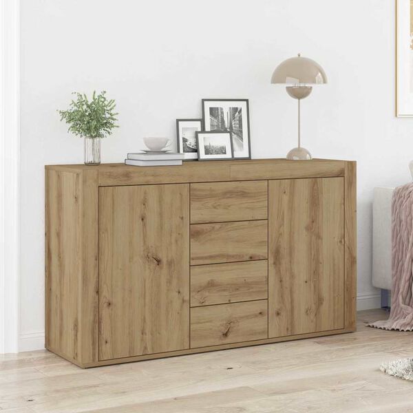 vidaXL Dressoir met lade Artisan Eiken 120 x 36 x 69 cm Bewerkt hout