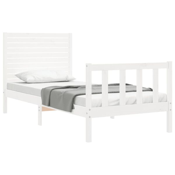 vidaXL Bedframe met hoofdbord massief hout wit