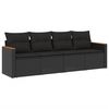 vidaXL 4-delige Loungeset met kussens poly rattan zwart