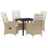 vidaXL Tuin eettafelset 5 st Beige poly rattan