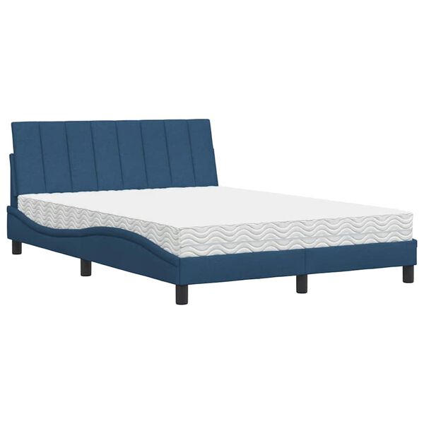 vidaXL Bed met matras "Hanko" stof blauw 120x200 cm