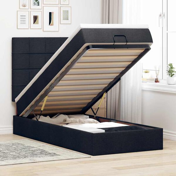vidaXL Ottoman bed met matras 80x200cm stof zwart