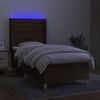 vidaXL Boxspring met matras en LED stof donkerbruin 100x200 cm