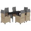 vidaXL 7-delige Tuinset met kussens poly rattan gemengd beige