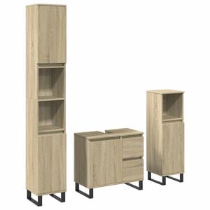 vidaXL 3-delige Badkamermeubelset bewerkt hout sonoma eikenkleurig