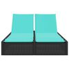 vidaXL Dubbele ligstoel met kussens zwart poly rattan