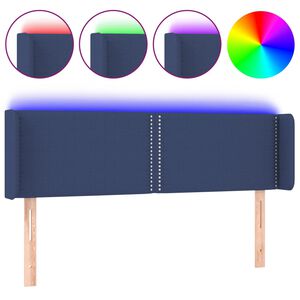 vidaXL Hoofdbord LED 147x16x78/88 cm stof blauw