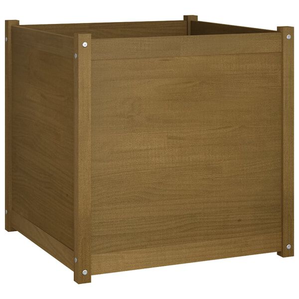 vidaXL Plantenbak 70x70x70 cm massief grenenhout honingbruin