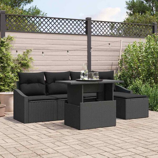 vidaXL Tuin Sofa Set met kussen 6 pcs Zwart